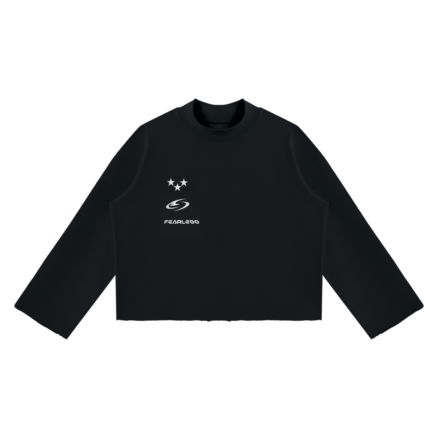 Unisex Mock Neck Raw Edge Boxy Sweatshirt