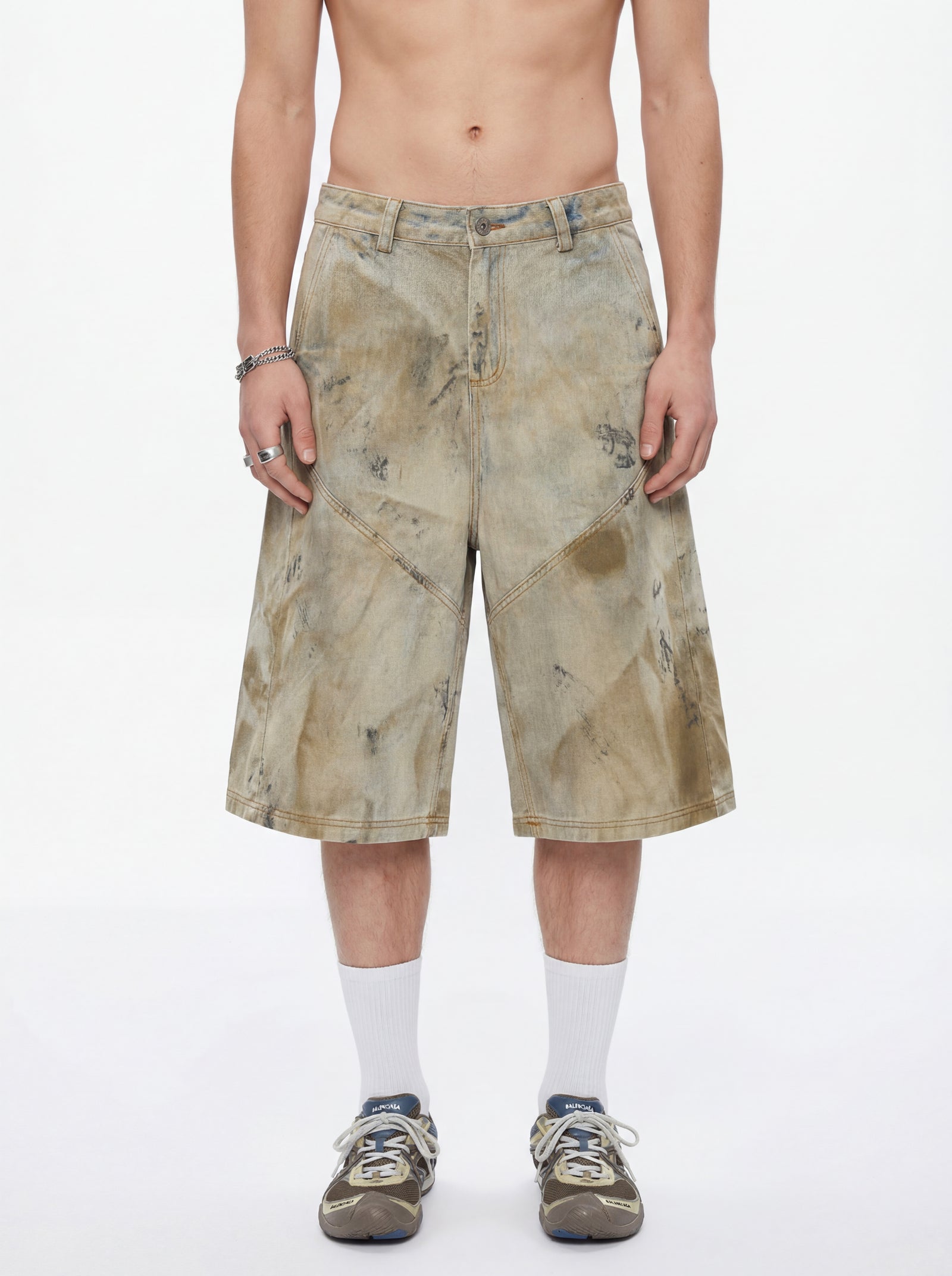 270GSM 100% Cotton Left Twill Denim Print Cropped Pants