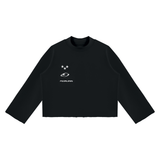 Unisex Mock Neck Raw Edge Boxy Sweatshirt
