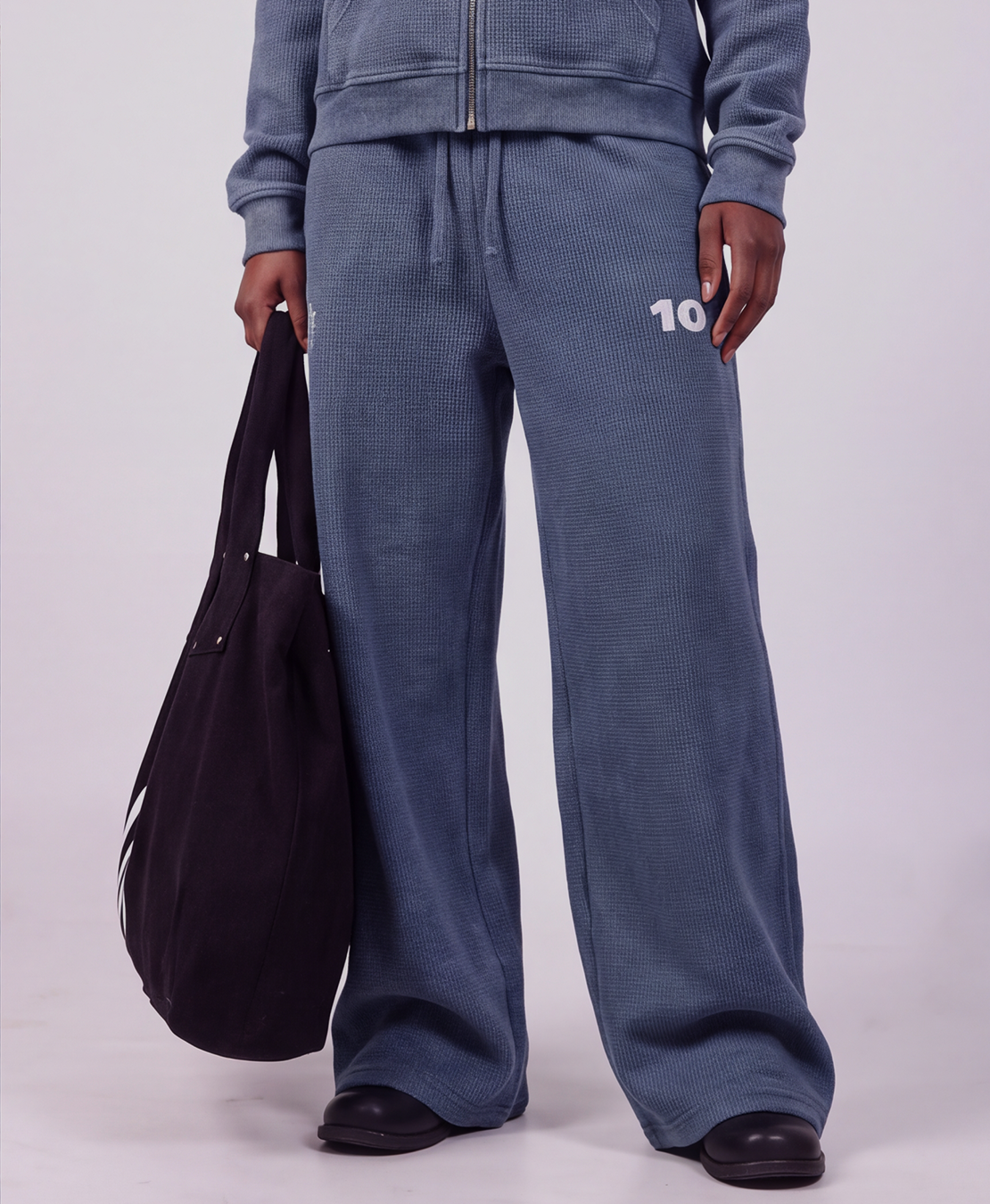 Unisex Waffle Barrel Leg Pants