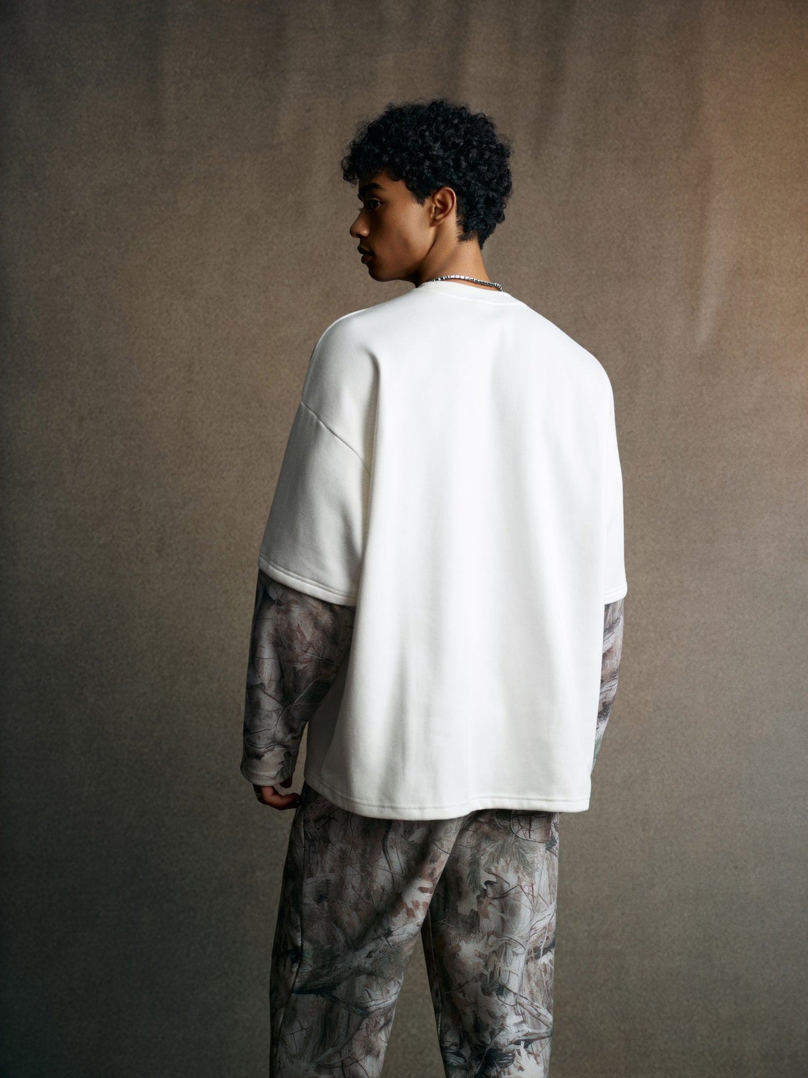 340GSM Men’s Heat Transfer Desert Camouflage Layered Look Long-Sleeve