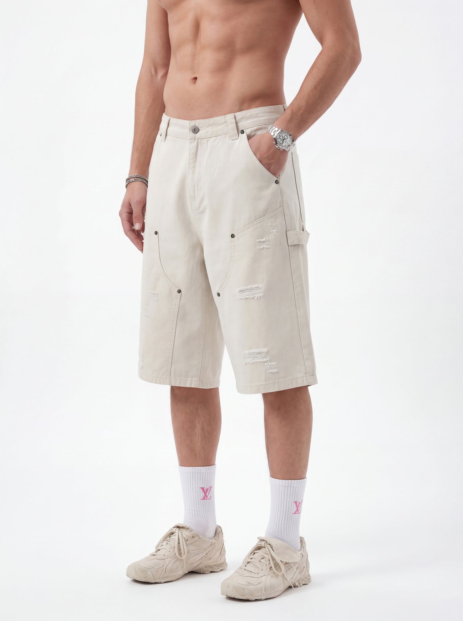 310GSM Heavyweight Cotton Enzyme Washed Distressed Workwear Pants