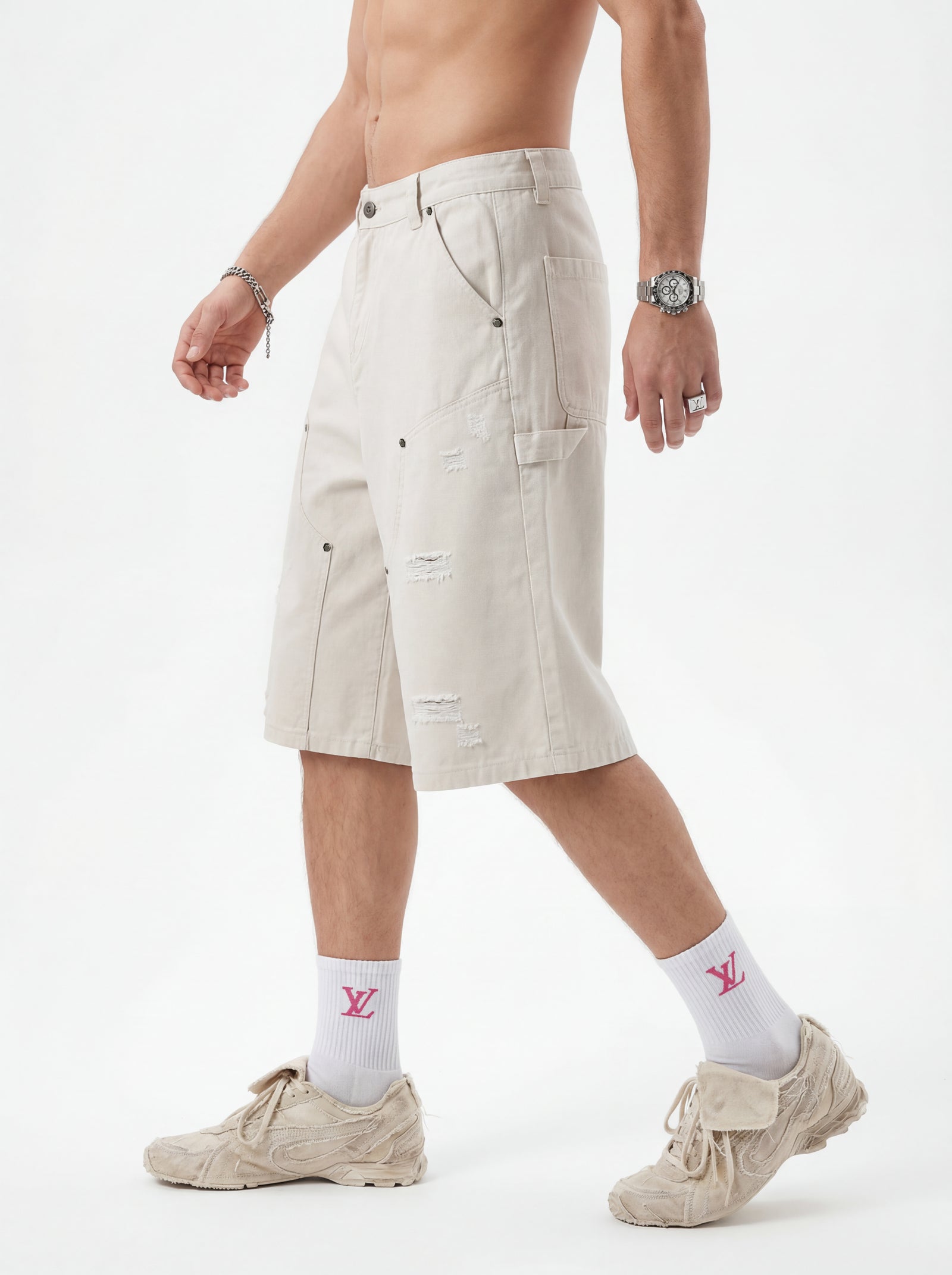 310GSM Heavyweight Cotton Enzyme Washed Distressed Workwear Pants