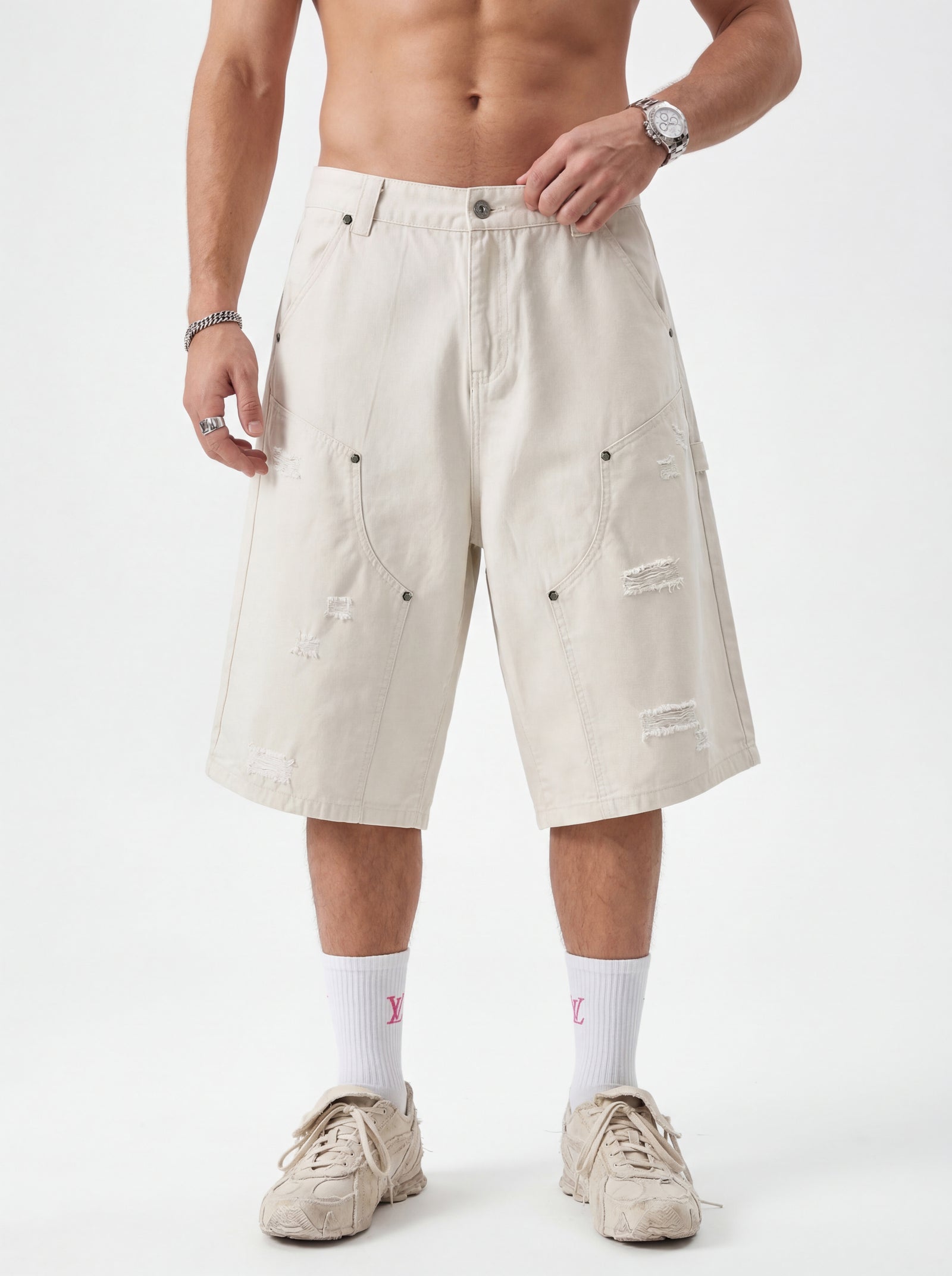 310GSM Heavyweight Cotton Enzyme Washed Distressed Workwear Pants