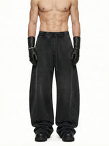 320GSM Men's Textured Denim Curved Panel Pants