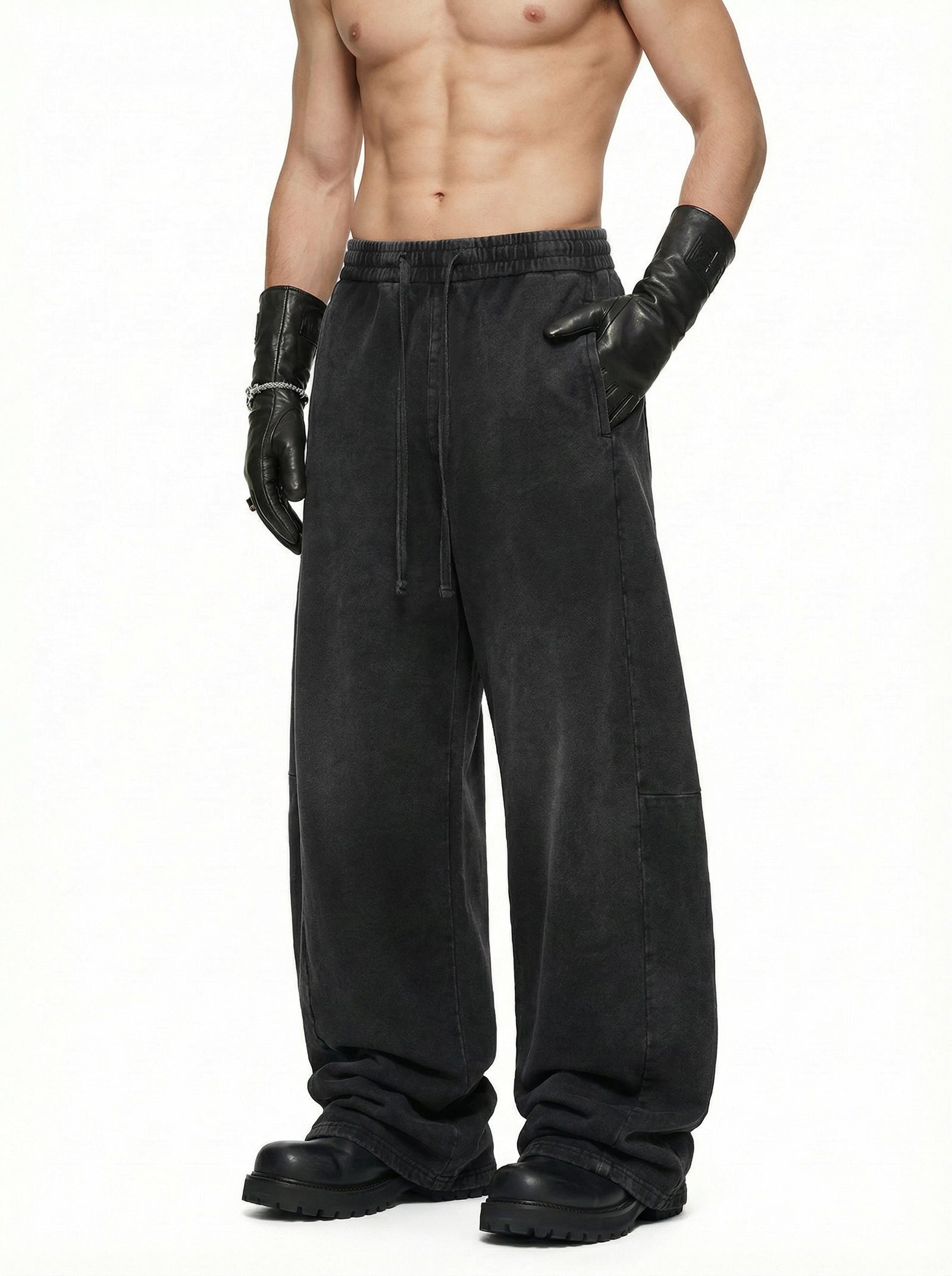 320GSM Men's Textured Denim Curved Panel Pants