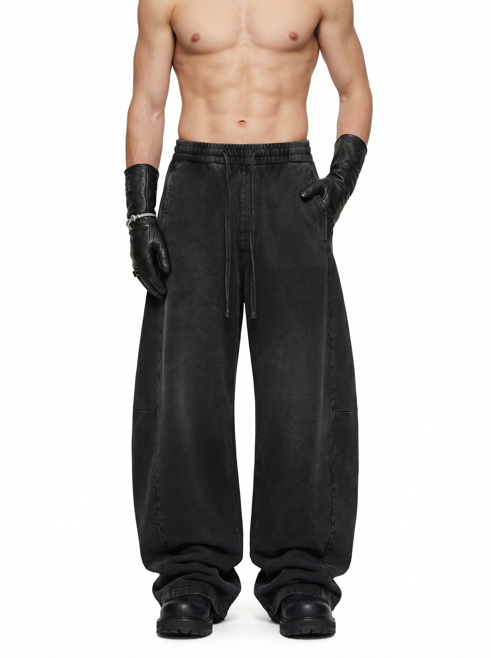320GSM Men's Textured Denim Curved Panel Pants